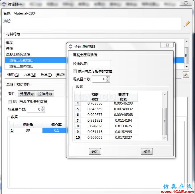 ABAQUS C80砼損傷參數(shù)abaqus有限元培訓(xùn)教程圖片11